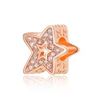Zinc Alloy Large Hole Beads, Star, rose gold color plated, DIY & with rhinestone, rose gold color Approx 4.5mm 