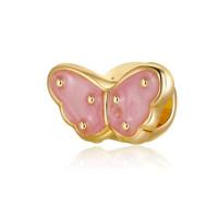 Zinc Alloy Large Hole Beads, Butterfly, gold color plated, DIY & enamel Approx 4.5mm 