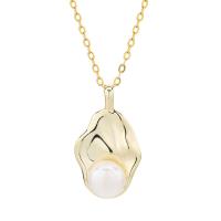 Sterling Silver Pearl Necklace, 925 Sterling Silver, with Freshwater Pearl, with 1.96inch extender chain, plated, fashion jewelry & oval chain & for woman 8mm Approx 15.7 Inch 