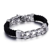 Titanium Steel Bracelet, with Nylon Cord, for man, black 