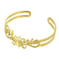 Stainless Steel Cuff Bangle, 304 Stainless Steel, Vacuum Ion Plating, Each custom text must be less than 10 letters & fashion jewelry & for woman, golden, Inner Approx 