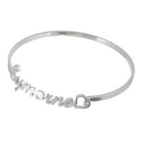 Stainless Steel Bangle, 304 Stainless Steel, Each custom text must be less than 10 letters & fashion jewelry & for woman, original color, Inner Approx 