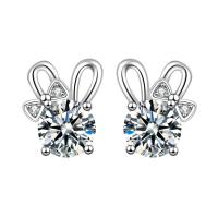 Cubic Zircon Brass Earring, micro pave cubic zirconia & for woman, silver color 
