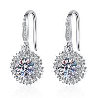 Cubic Zirconia Micro Pave Brass Earring, brass earring hook, plated, micro pave cubic zirconia & for woman, silver color 