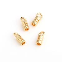 Brass Leather Cord Clasp, real gold plated, golden 