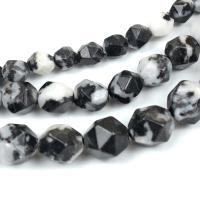Perles dalmatiens, Dalmate, Rond, Surface de coupe de l'étoile & DIY & normes différentes pour le choix, blanc et noir .96 pouce, Vendu par brin