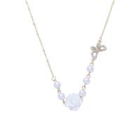 collier de Stras en alliage Zinc, alliage de zinc, avec perle de plastique, avec 1.97inch chaînes de rallonge, bijoux de mode & pour femme & avec strass Environ 17.72 pouce, Vendu par PC