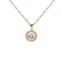 Cubic Zircon Micro Pave Brass Necklace, Titanium Steel, with Brass, micro pave cubic zirconia & for woman Approx 45 cm 