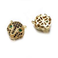 Cubic Zirconia Micro Pave Brass Beads, Leopard, plated, DIY & micro pave cubic zirconia 
