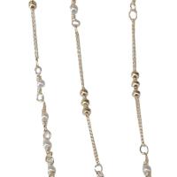 Brass Ball Chain, with Plastic Pearl, plated 3mm 