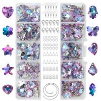 DIY Jewelry Finding Kit, Crystal, with Plastic Box & Zinc Alloy, silver color plated, faceted Approx 
