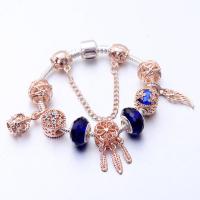 Zinc Alloy European Bracelets, with Crystal, plated & for woman & with rhinestone, rose gold color 