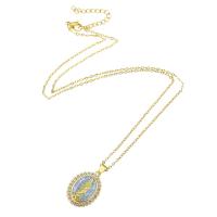 Cubic Zircon Micro Pave Brass Necklace, with 304 Stainless Steel Chain, gold color plated, micro pave cubic zirconia & for woman Approx 19.5 Inch 