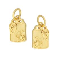 Brass Flower Pendants, matte gold color plated, frosted Approx 4mm 