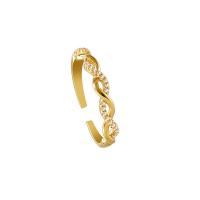 Cubic Zirconia Micro Pave Brass Finger Ring, plated, Adjustable & micro pave cubic zirconia & for woman, gold, 17mm 