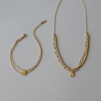 Titanium Steel Necklace, for woman, golden, 8mm 