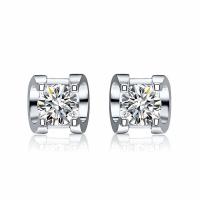 Cubic Zircon Brass Earring, plated, micro pave cubic zirconia & for woman, silver color 