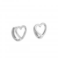Sterling Silver Huggie Hoop Earring, 925 Sterling Silver, Heart, plated, for woman & hollow 