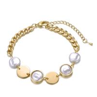 Zinc Alloy Resin Bracelets, with Resin Pearl, KC gold color plated, fashion jewelry & for woman Approx 8.66 Inch 