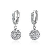 Cubic Zirconia Micro Pave Brass Earring, brass hoop earring, micro pave cubic zirconia & for woman, silver color 