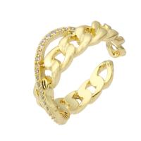 Cubic Zirconia Micro Pave Brass Finger Ring, gold color plated, fashion jewelry & micro pave cubic zirconia & for woman, golden, 8mm, US Ring 
