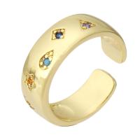Cubic Zirconia Micro Pave Brass Finger Ring, gold color plated, fashion jewelry & micro pave cubic zirconia & for woman, multi-colored, 7mm, US Ring 