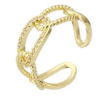 Cubic Zirconia Micro Pave Brass Finger Ring, gold color plated, fashion jewelry & micro pave cubic zirconia & for woman, golden, 7mm, US Ring .5 