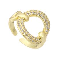 Cubic Zirconia Micro Pave Brass Finger Ring, gold color plated, fashion jewelry & micro pave cubic zirconia & for woman, golden, 17mm, US Ring 