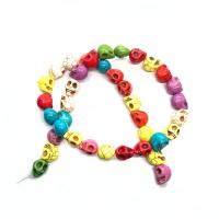 Dyed Natural Turquoise Beads, Skull, DIY mixed colors Approx 14.96 Inch 