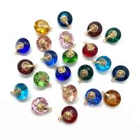 Crystal Brass Pendants, with Brass, Round, gold color plated, DIY & faceted 14mm 