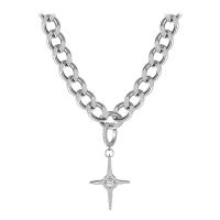 Rhinestone Zinc Alloy Necklace, Cross, platinum color plated, fashion jewelry & Unisex & with rhinestone Approx 15.3 Inch 