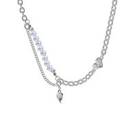 Collier de perles en plastique, 314 acier inoxydable, avec Pendentif en alliage de zinc & perle de plastique, coeur, bijoux de mode & unisexe Environ 20 pouce, Vendu par PC