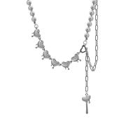 Collier de perles en plastique, 314 acier inoxydable, avec perle de plastique, avec 3.54inch chaînes de rallonge, coeur, bijoux de mode & pour femme, couleur originale Environ 15.3 pouce, Vendu par PC