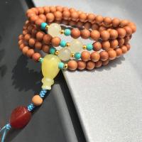 108 Mala Beads, Sandalwood, with Natural Stone, Unisex, mixed colors, 6mm Approx 21 cm 
