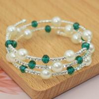 Pulseras de perlas de cristal, aleación de zinc, con Cristal & Perlas plásticas & fundición, para mujer & con diamantes de imitación, más colores para la opción, 55x13mm, Vendido por UD