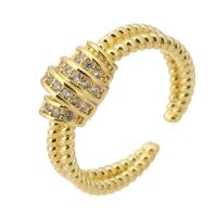 Brass Cuff Finger Ring, gold color plated, fashion jewelry & micro pave cubic zirconia & for woman, golden, 7mm, US Ring .5 