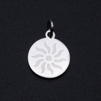 Stainless Steel Pendants, 201 Stainless Steel, Round, Vacuum Ion Plating, fashion jewelry & DIY & Unisex 
