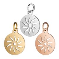 Stainless Steel Pendants, 201 Stainless Steel, Round, Vacuum Ion Plating, fashion jewelry & polished & DIY & Unisex 