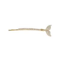 Hair Slide, Zinc Alloy, Mermaid tail, plated, for woman & with rhinestone 65mm 