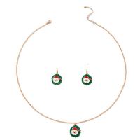 Enamel Zinc Alloy Jewelry Sets, earring & necklace, zinc alloy earring hook, Unisex & Christmas jewelry, golden Approx 61 cm 