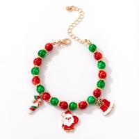 Zinc Alloy Christmas Bracelet, Unisex & Christmas jewelry & enamel, mixed colors cm 