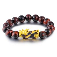 Bracelets en pierres oeil de tigre, avec alliage de zinc, fait à la main, pour homme, couleurs mélangées cm, Vendu par PC