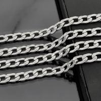 Stainless Steel Curb Chain, 304 Stainless Steel, plated, silver color, 5mm 