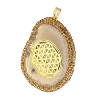 Agate Brass Pendants, with Agate, gold color plated, fashion jewelry & DIY & with rhinestone Approx 5mm 