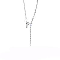 Collier de perles en plastique, alliage de zinc, avec 314 acier inoxydable & perle de plastique, avec 1.96inch chaînes de rallonge, Placage de couleur argentée, bijoux de mode & pour femme Environ 15.7 pouce, Vendu par PC