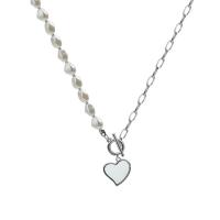 Collier de perles en plastique, 314 acier inoxydable, avec perle de plastique, coeur, bijoux de mode & pour femme Environ 17.7 pouce, Vendu par PC