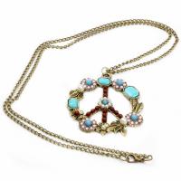 Turquoise Zinc Alloy Necklace, with turquoise & Plastic Pearl, plated, for woman, mixed colors cm 