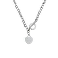 Titanium Steel Sweater Necklace, Heart, Unisex & enamel, silver color cm 