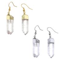 Quartz Earring, Brass, with Clear Quartz, fashion jewelry & for woman 10-11*50-46*7-9mm 