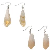 Quartz Earring, Brass, with Citrine, fashion jewelry & for woman 